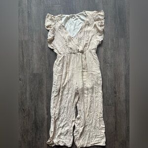 Listicle Ruffled Cream Jumpsuit